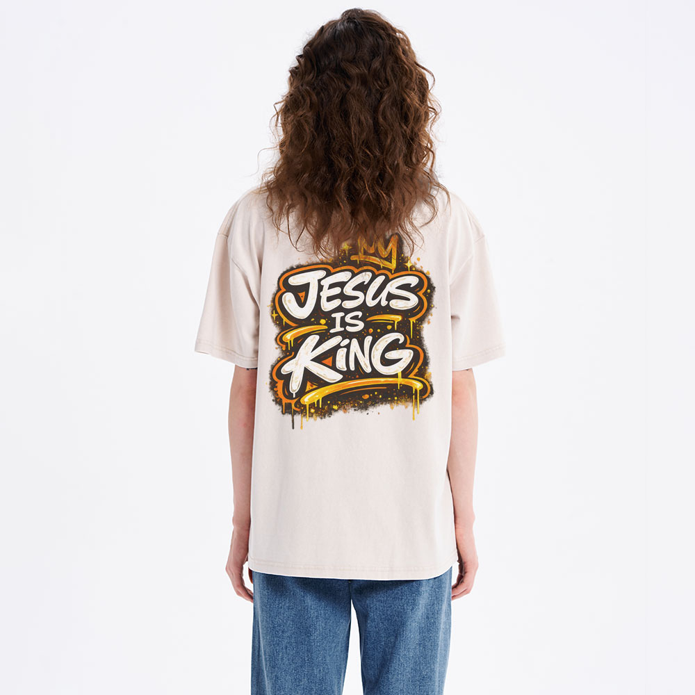 Jesus Is King Street Christian Washed T-Shirt