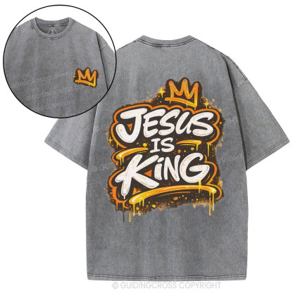Jesus Is King Street Christian Washed T-Shirt