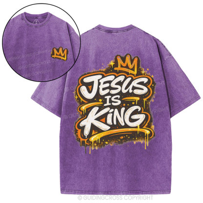 Jesus Is King Street Christian Washed T-Shirt