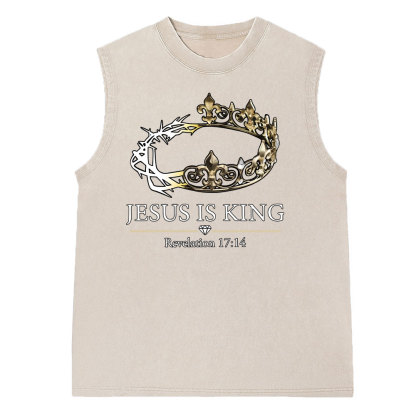 Jesus Is King Vintage Washed Christian Sleeveless Tee
