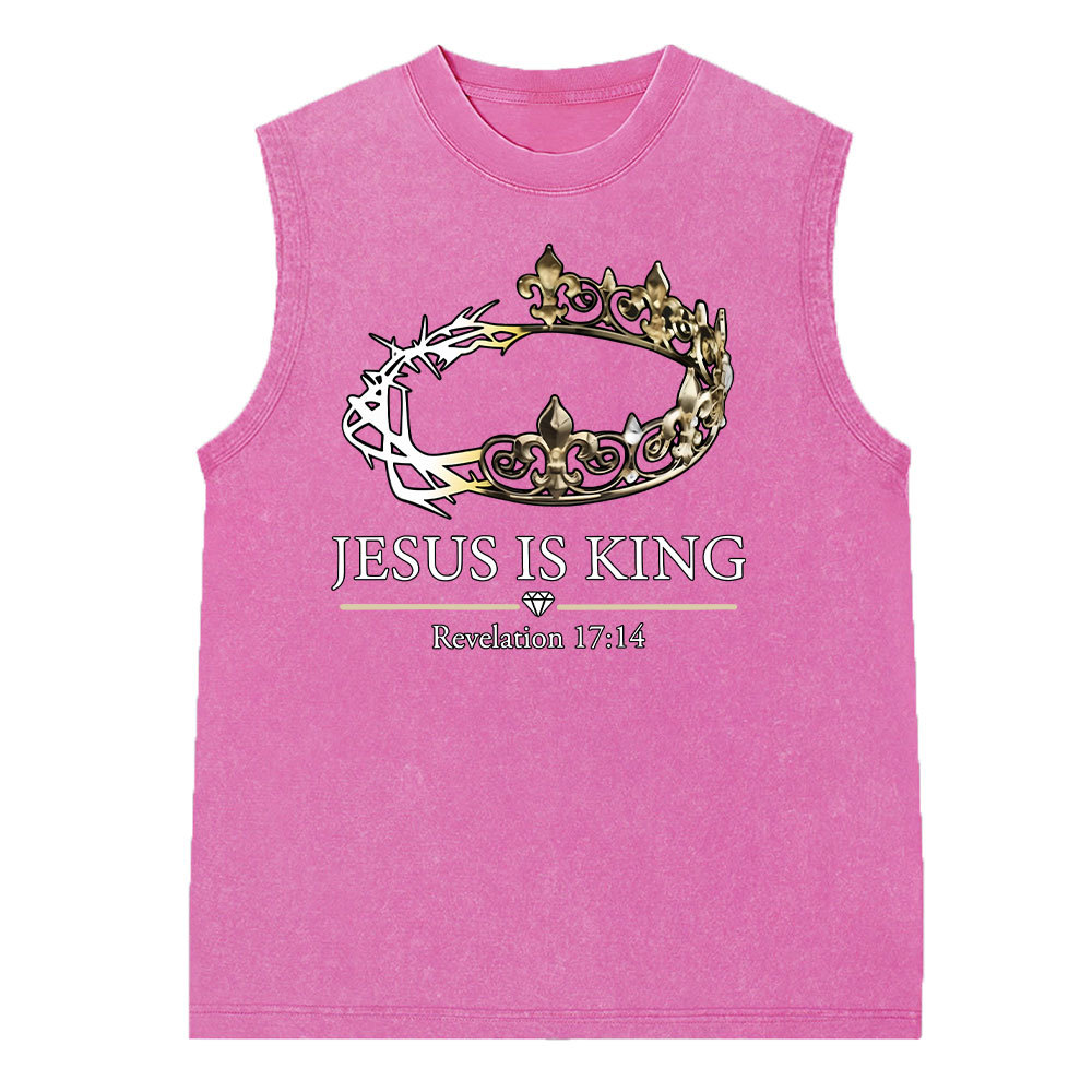 Jesus Is King Vintage Washed Christian Sleeveless Tee