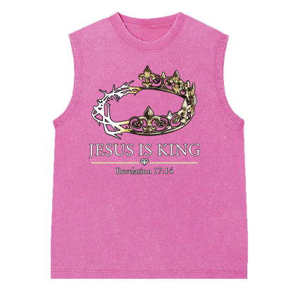 Jesus Is King Vintage Washed Christian Sleeveless Tee