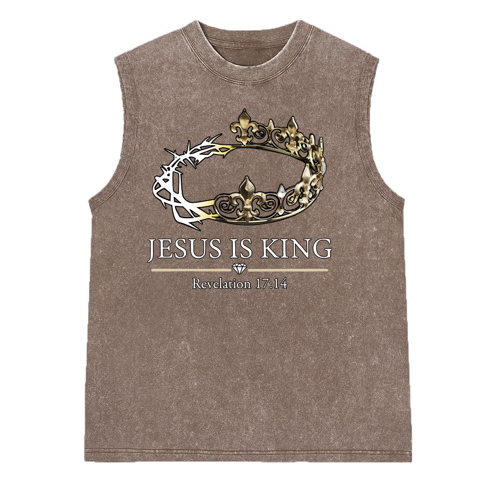 Jesus Is King Vintage Washed Christian Sleeveless Tee