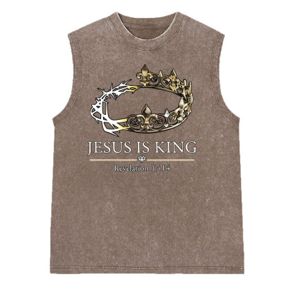 Jesus Is King Vintage Washed Christian Sleeveless Tee