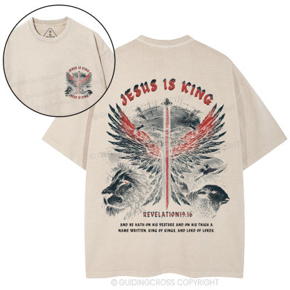 Jesus Is King Wings Christian Washed T-Shirt