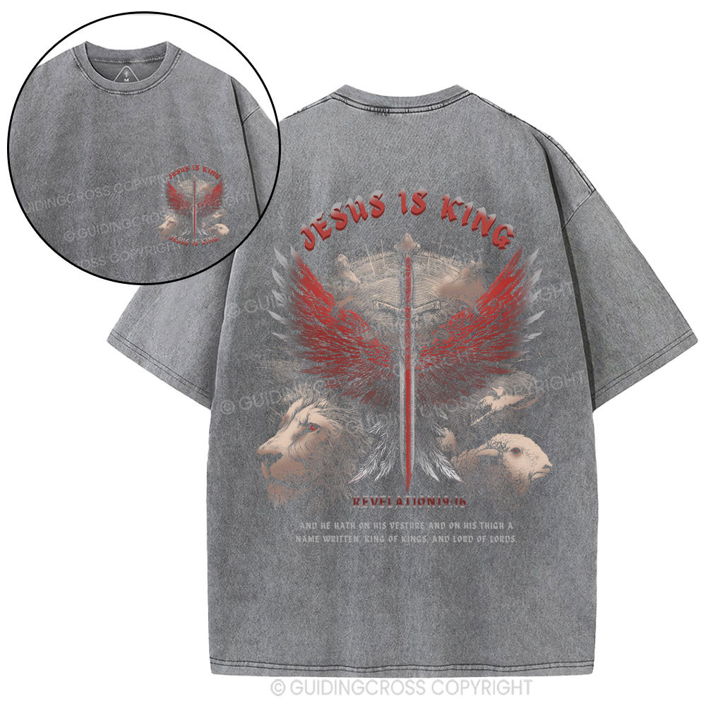 Jesus Is King Wings Christian Washed T-Shirt