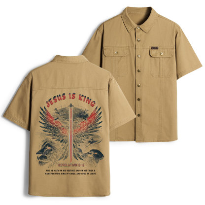 Jesus Is King Wings Christian Work Shirt