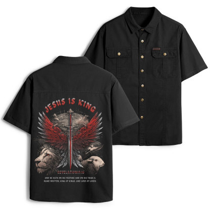 Jesus Is King Wings Christian Work Shirt
