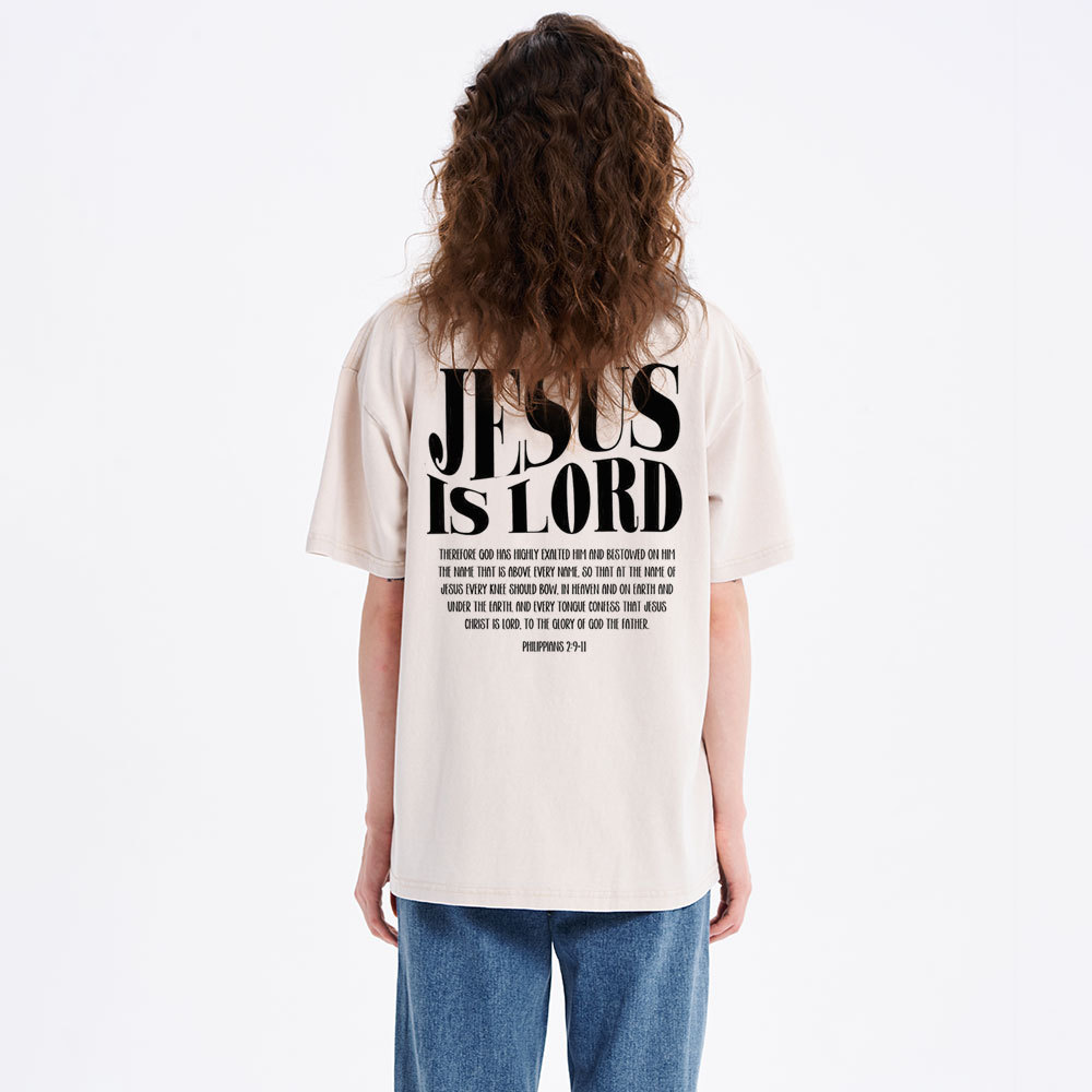 Jesus Is Lord Christian Washed T-Shirtr