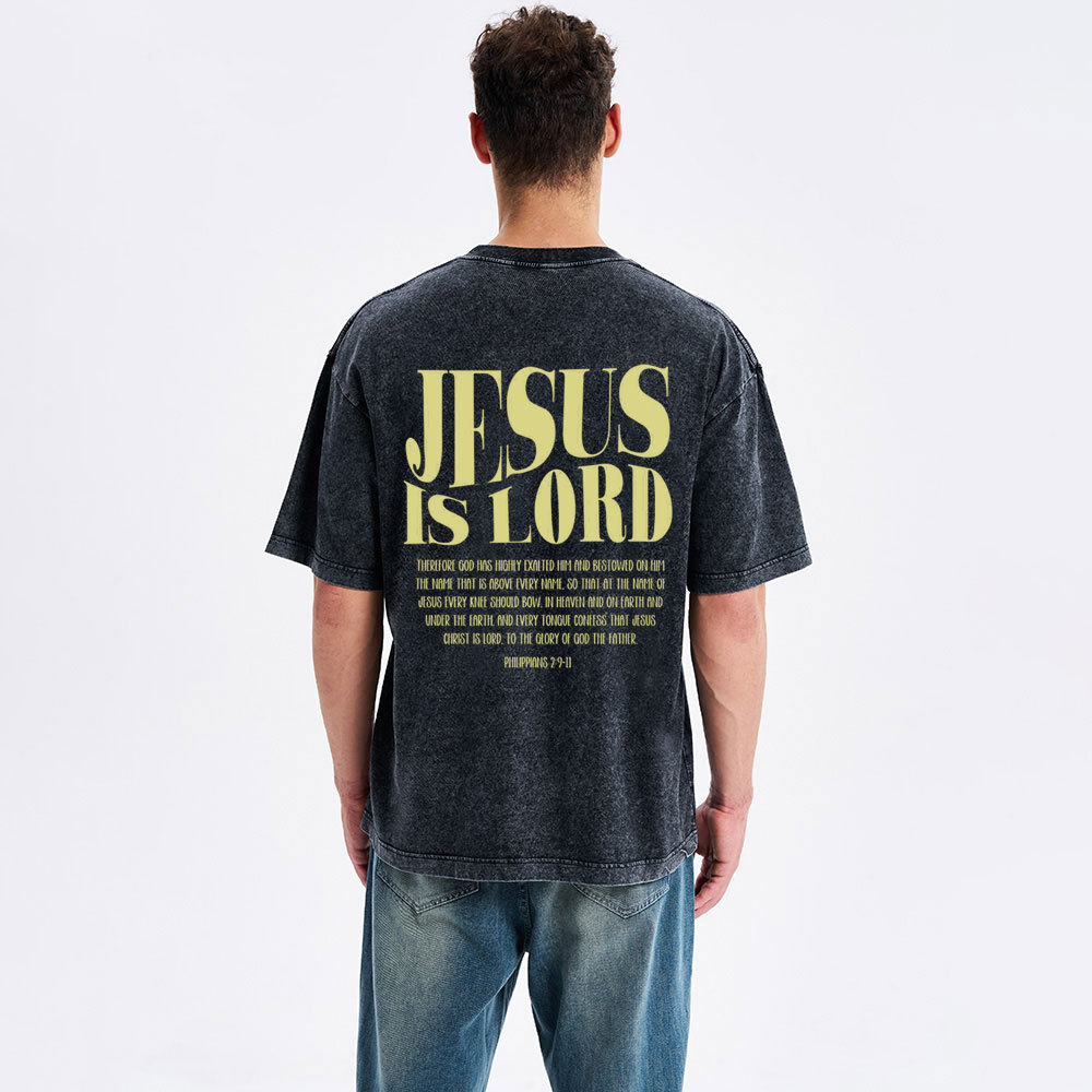Jesus Is Lord Christian Washed T-Shirtr