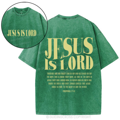 Jesus Is Lord Christian Washed T-Shirtr
