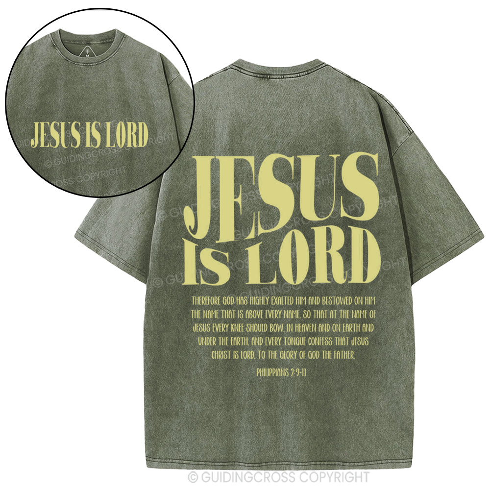 Jesus Is Lord Christian Washed T-Shirtr