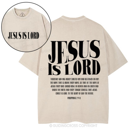 Jesus Is Lord Christian Washed T-Shirtr