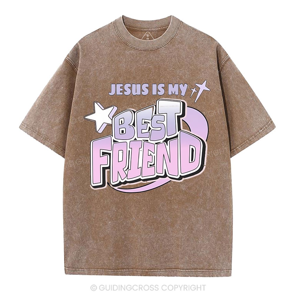 Jesus Is My Best Friend Christian Washed T-Shirt