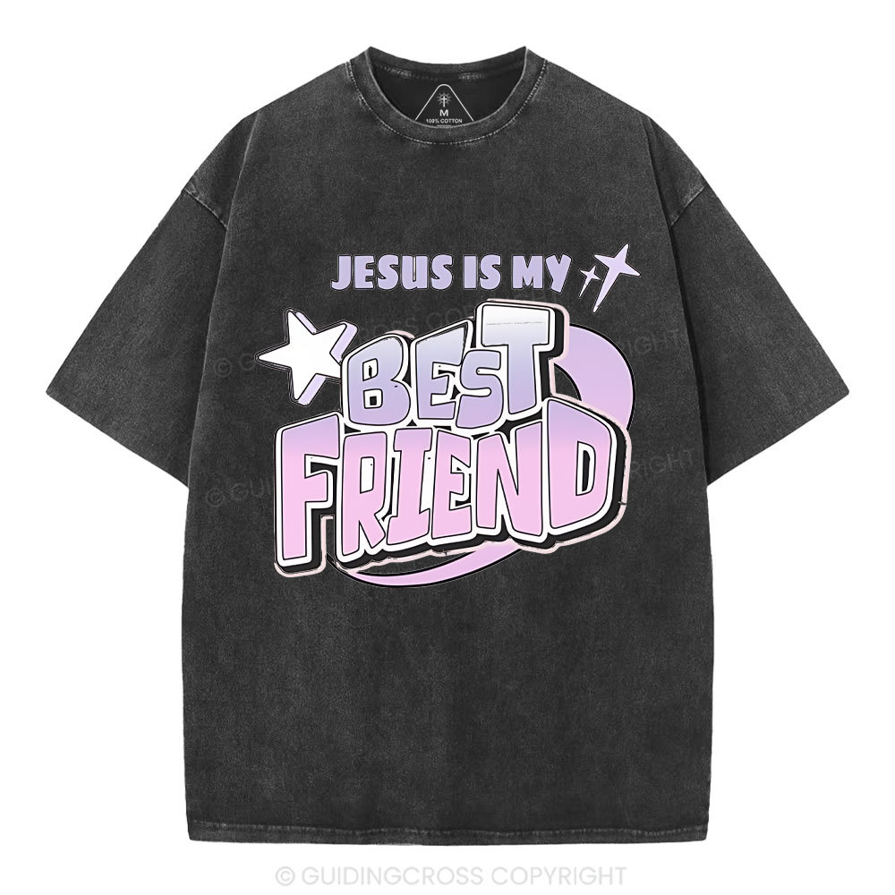 Jesus Is My Best Friend Christian Washed T-Shirt