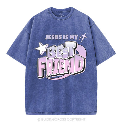 Jesus Is My Best Friend Christian Washed T-Shirt