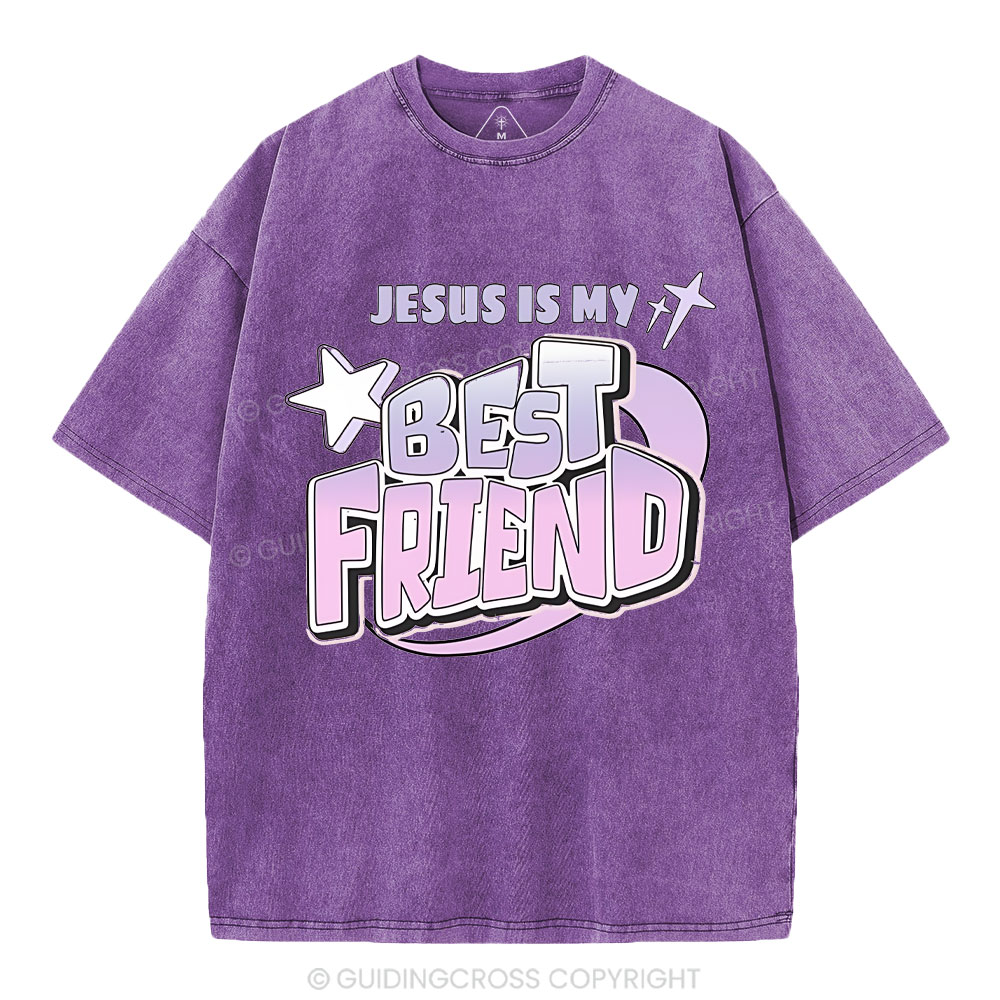 Jesus Is My Best Friend Christian Washed T-Shirt