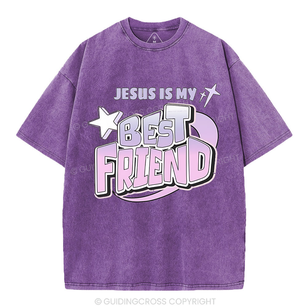 Jesus Is My Best Friend Christian Washed T-Shirt