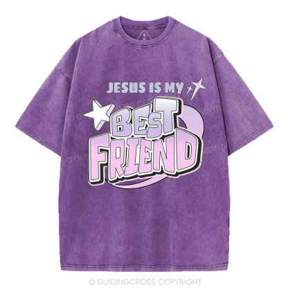 Jesus Is My Best Friend Christian Washed T-Shirt