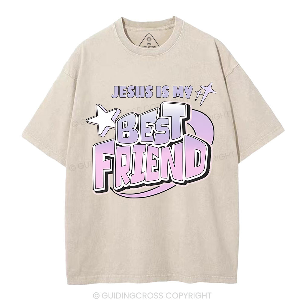 Jesus Is My Best Friend Christian Washed T-Shirt