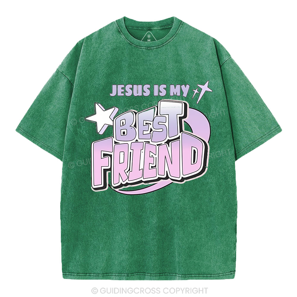 Jesus Is My Best Friend Christian Washed T-Shirt