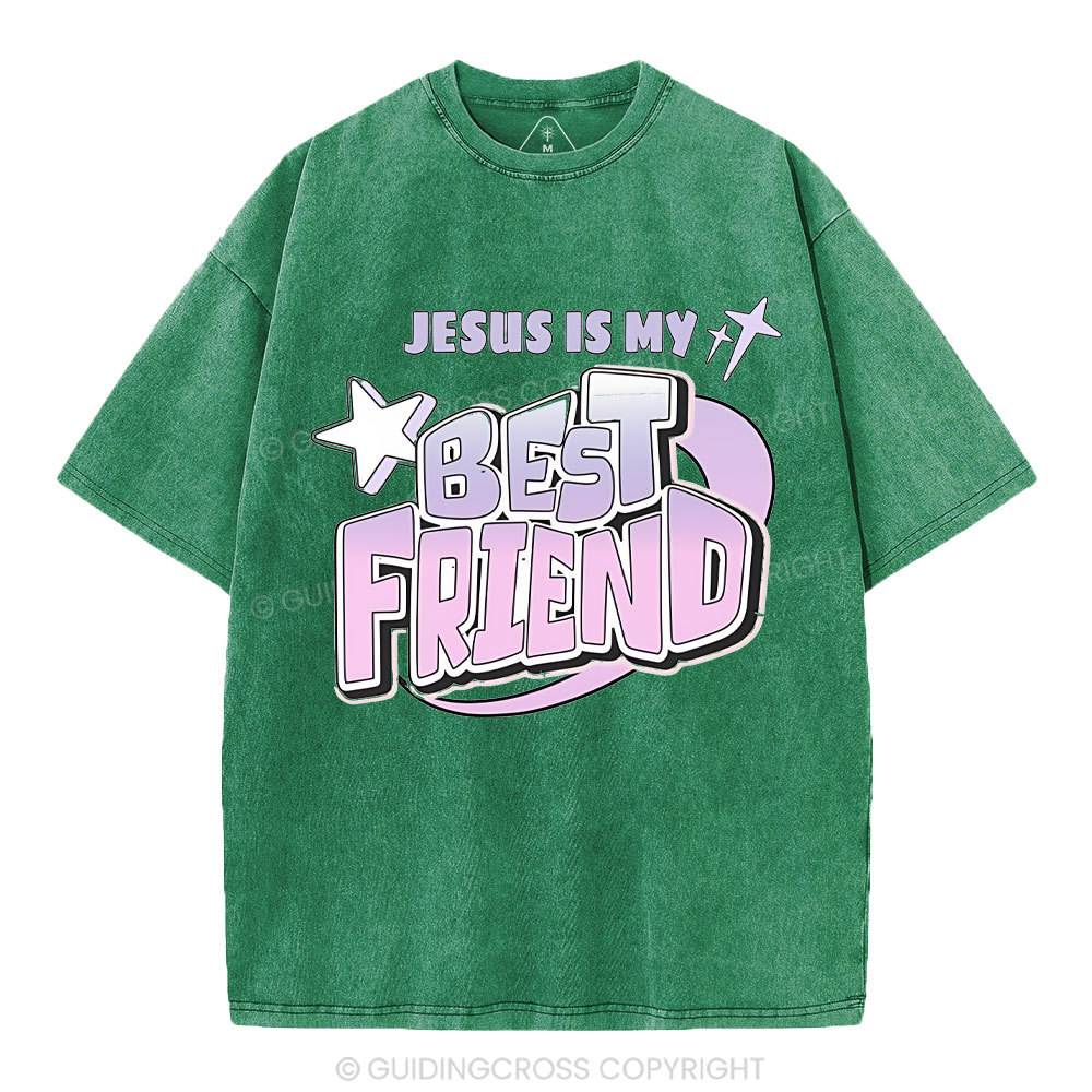 Jesus Is My Best Friend Christian Washed T-Shirt