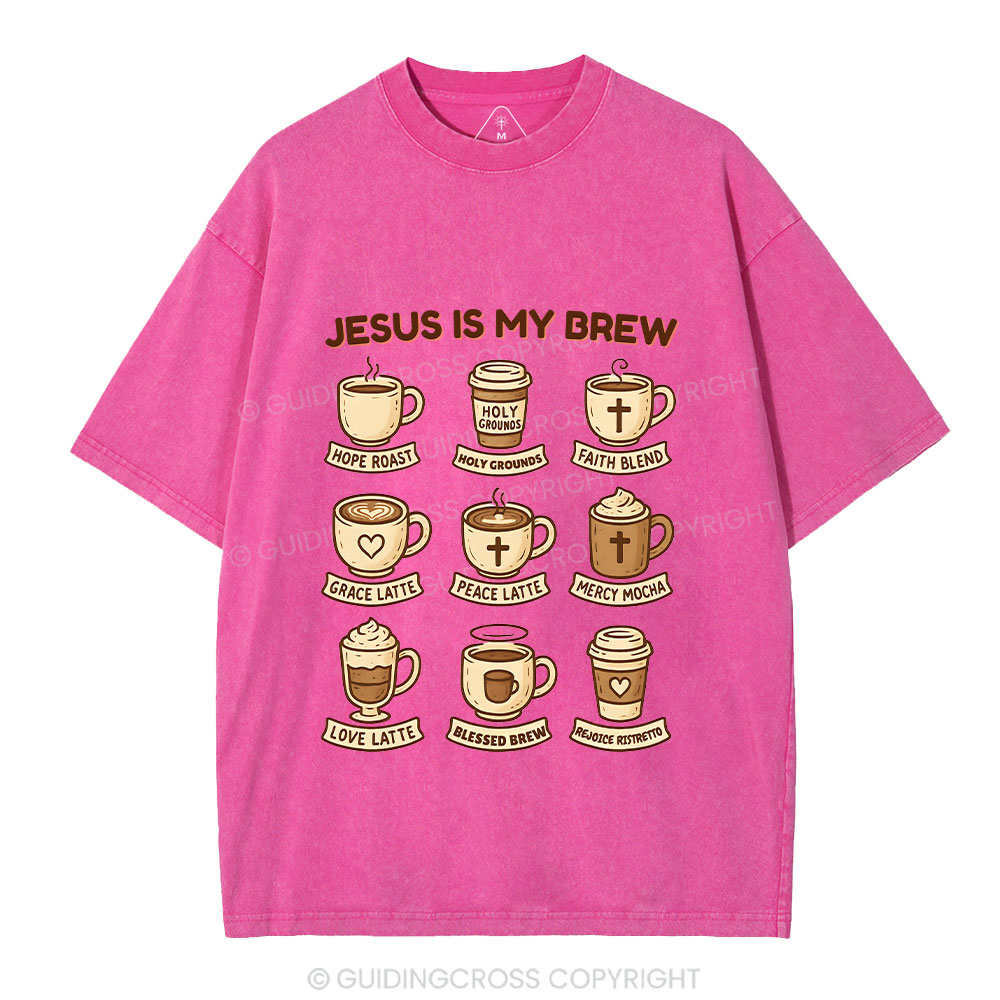 Jesus Is My Brew Coffee Christian Washed T-Shirt