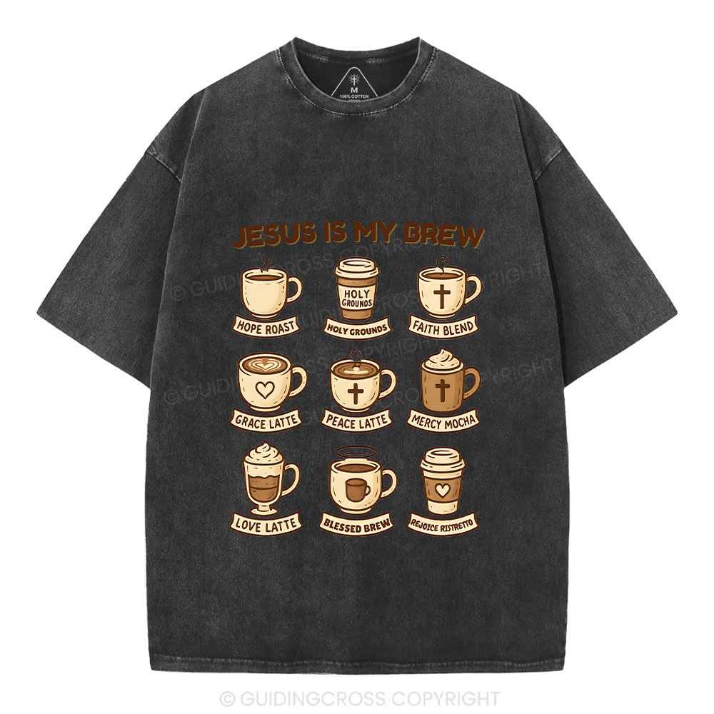 Jesus Is My Brew Coffee Christian Washed T-Shirt