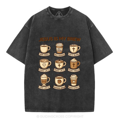 Jesus Is My Brew Coffee Christian Washed T-Shirt
