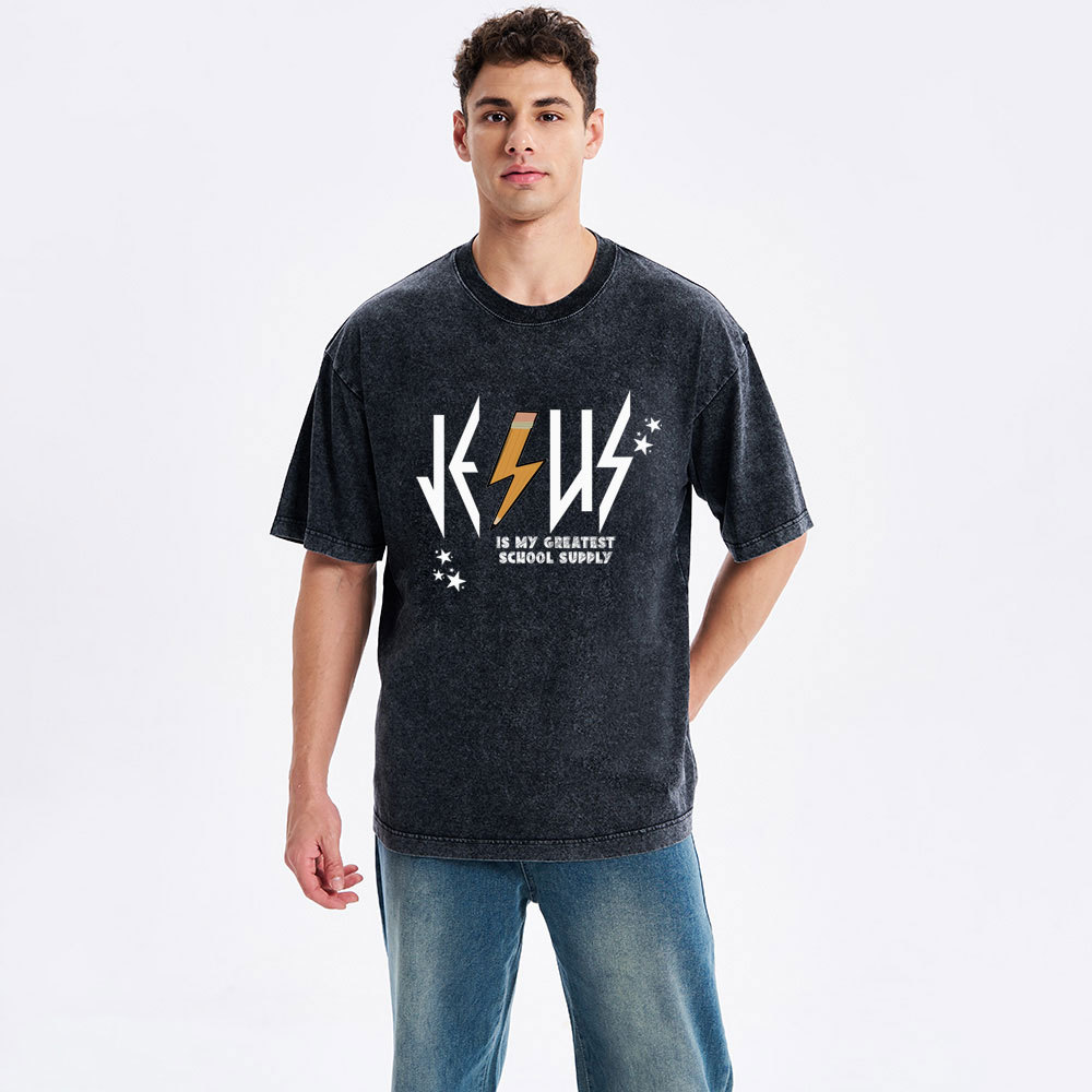 Jesus Is My Createst School Supply Christian Washed T-Shirt