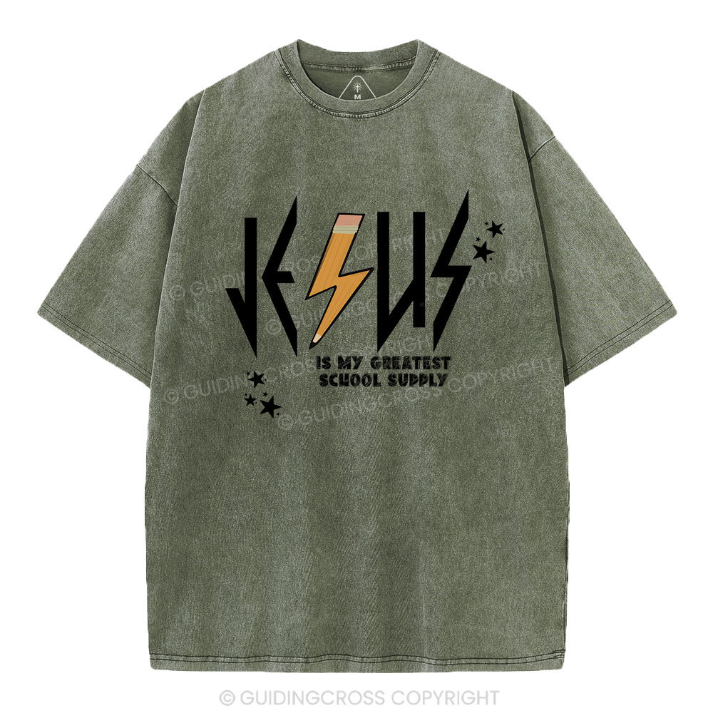 Jesus Is My Createst School Supply Christian Washed T-Shirt