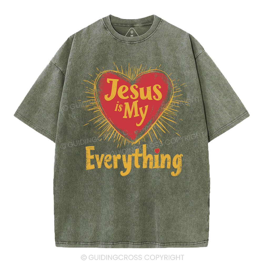 Jesus Is My  Everything Washed T-Shirt-ZP