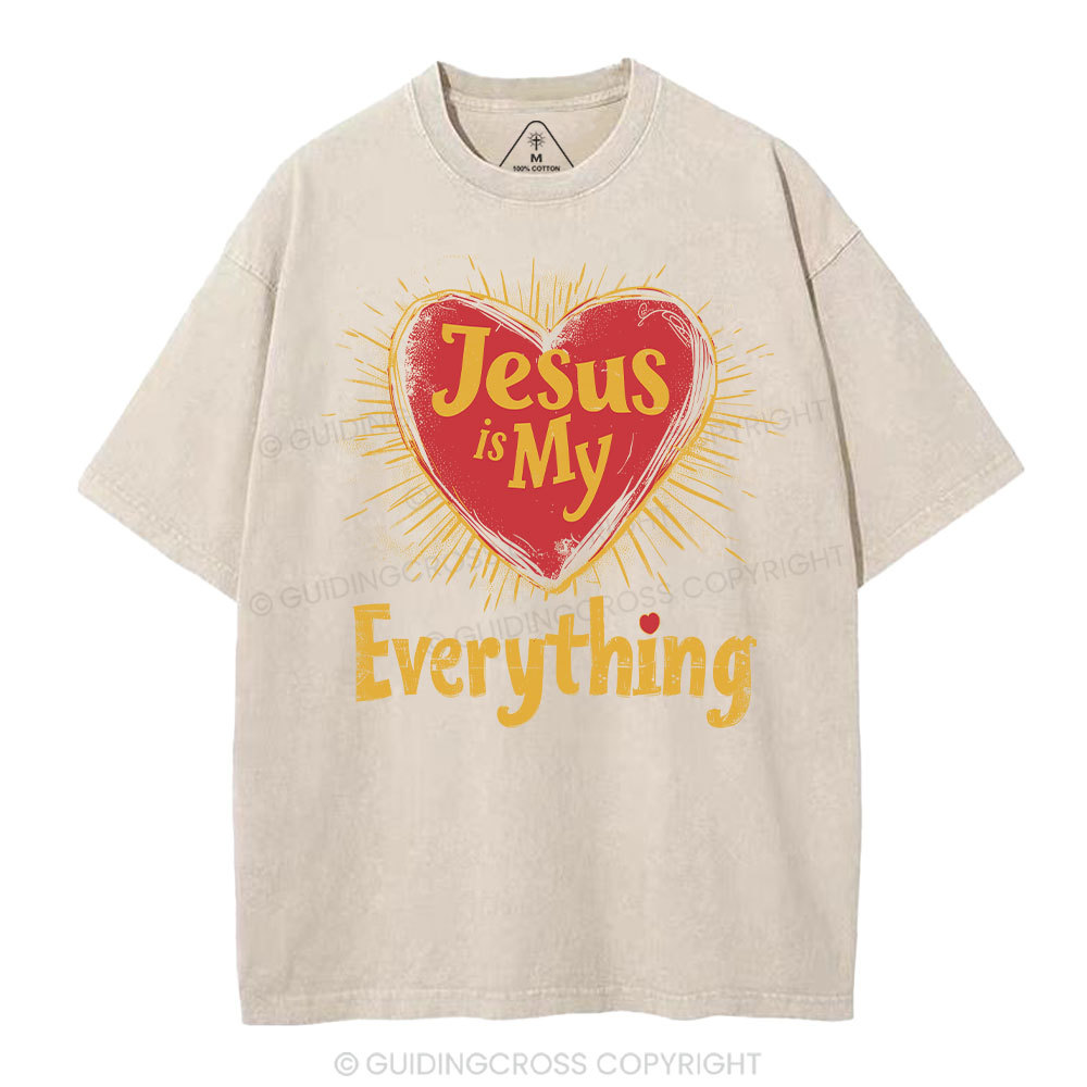 Jesus Is My  Everything Washed T-Shirt-ZP
