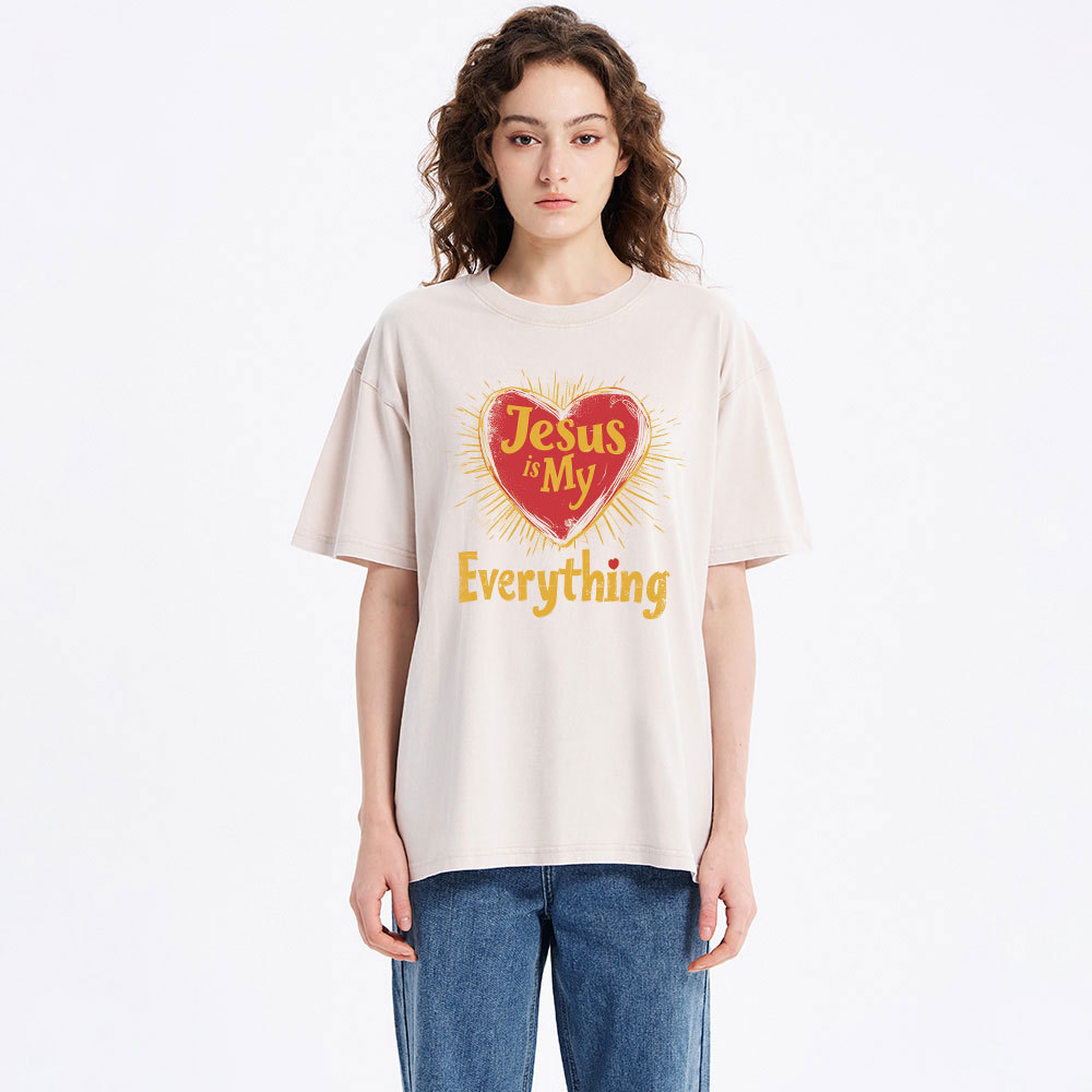 Jesus Is My  Everything Washed T-Shirt-ZP