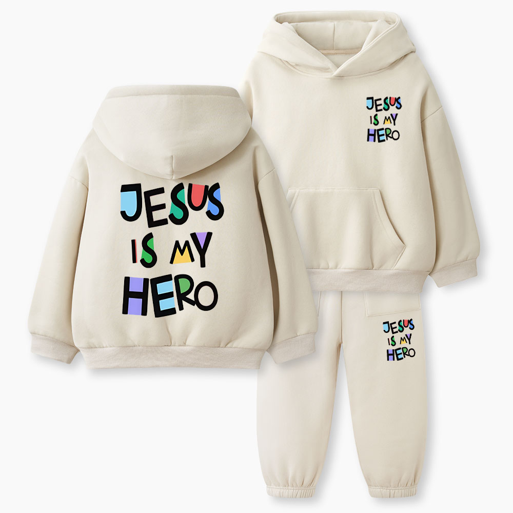 Jesus Is My Hero Christian Kid Fleece Hoodie Set