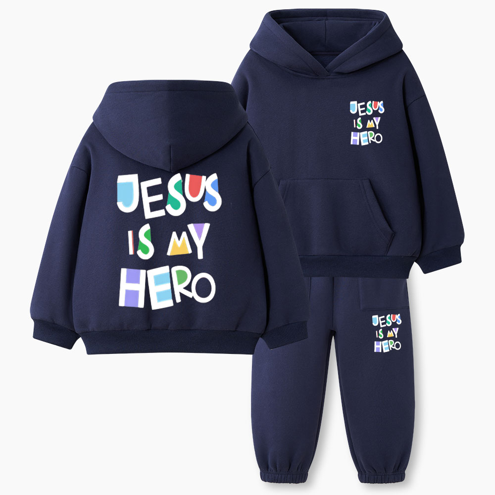 Jesus Is My Hero Christian Kid Fleece Hoodie Set