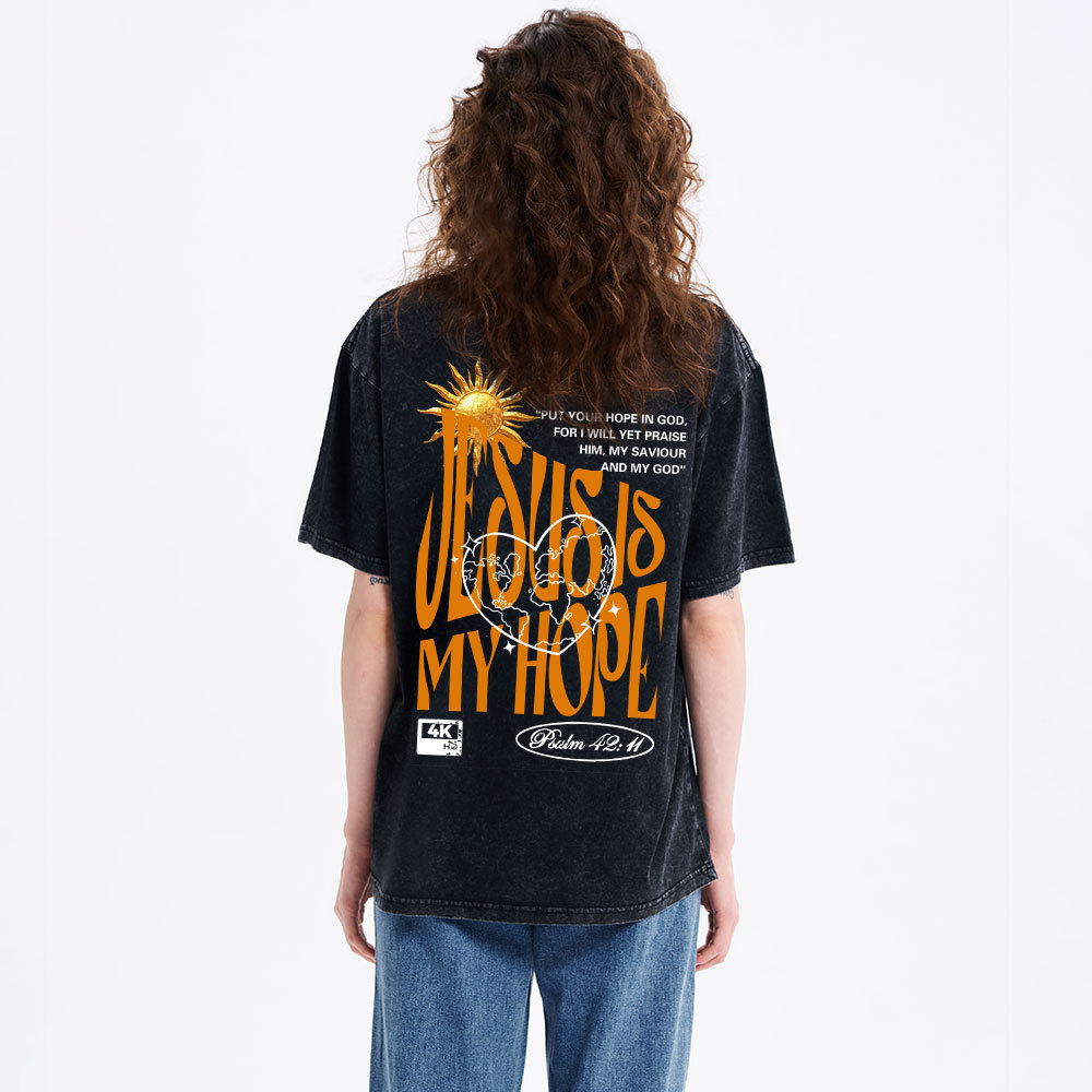 Jesus Is My Hope Christian Washed T-Shirt 