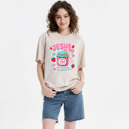 Jesus Is My Jam And I'm Here To Spread It Christian Washed T-Shirt