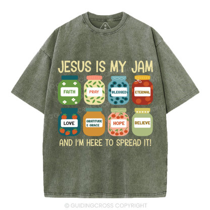 Jesus Is My Jam And I'm Here To Spread It Christian Washed T-Shirt