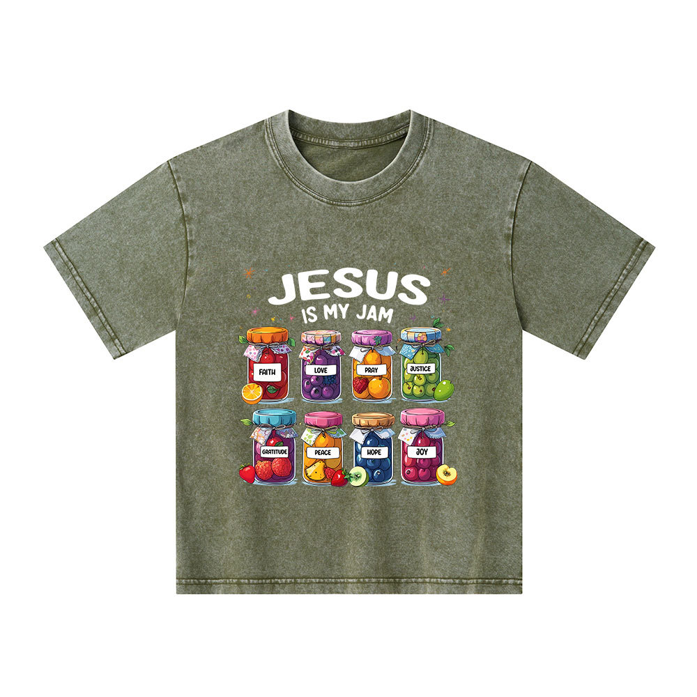Jesus Is My Jam Christian Kid Washed T-Shirt
