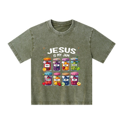Jesus Is My Jam Christian Kid Washed T-Shirt