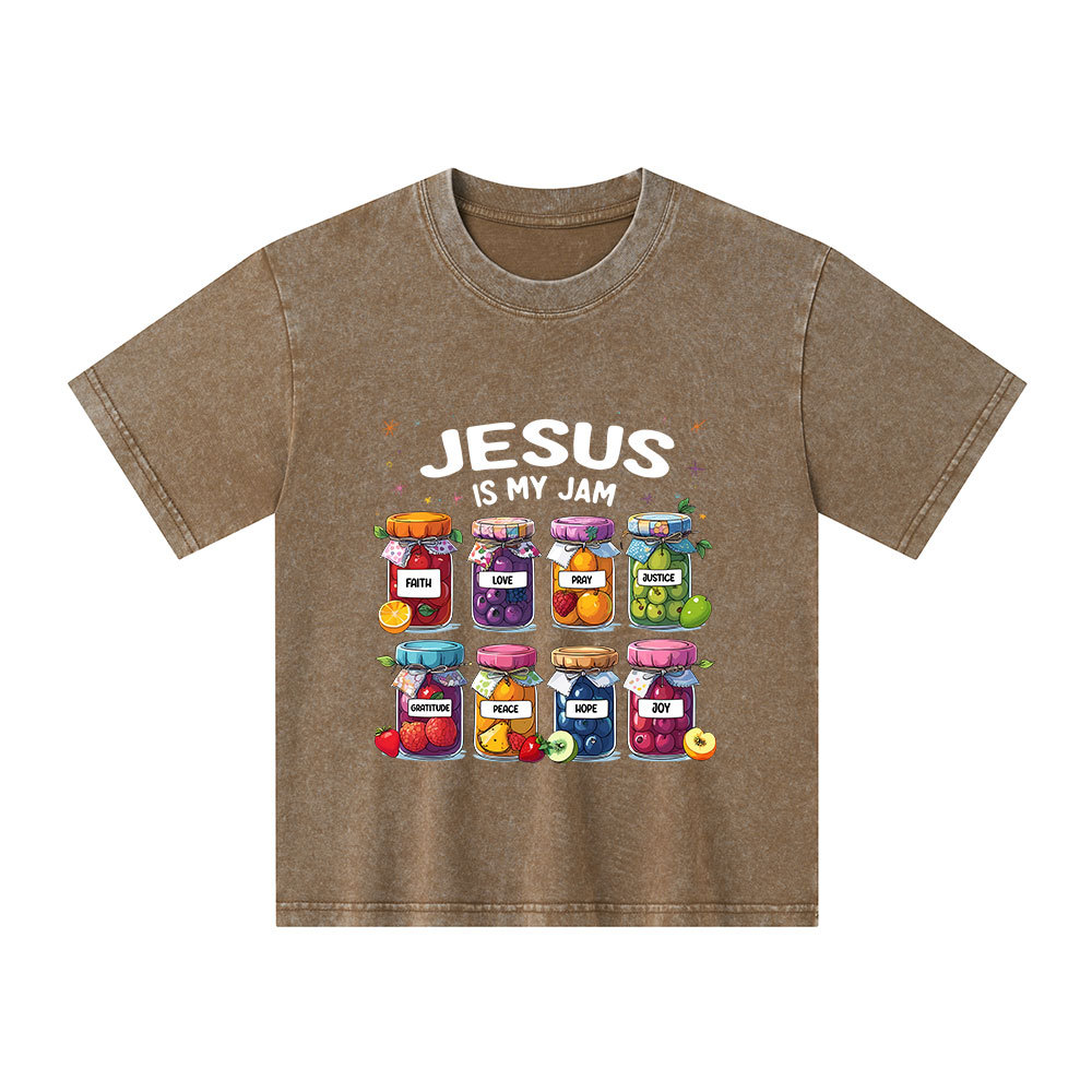 Jesus Is My Jam Christian Kid Washed T-Shirt