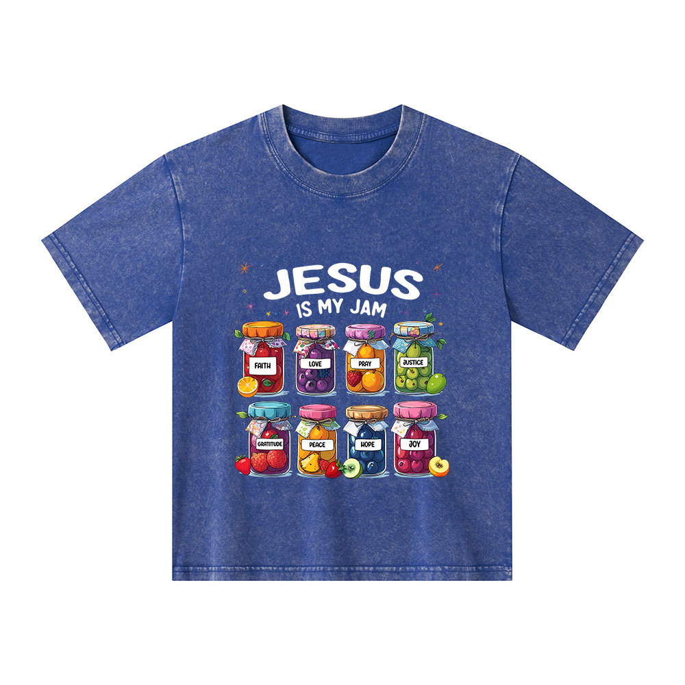 Jesus Is My Jam Christian Kid Washed T-Shirt