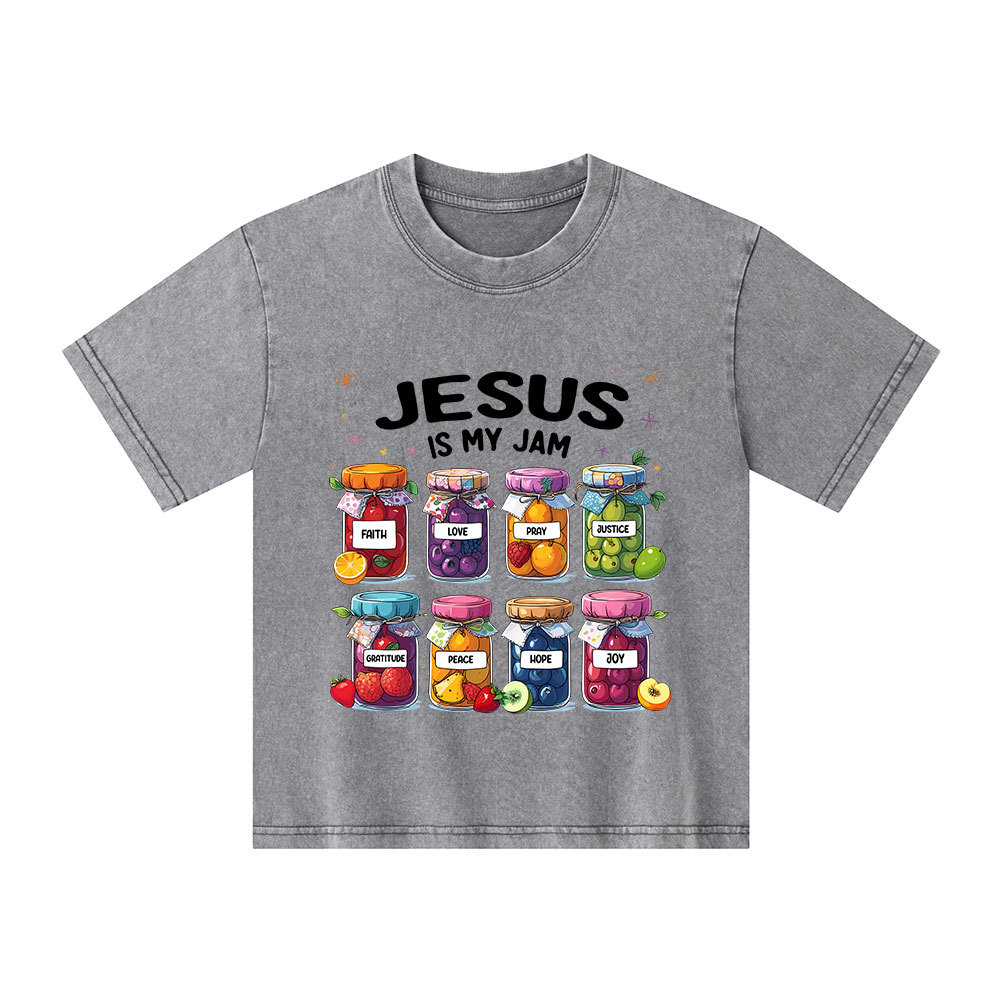 Jesus Is My Jam Christian Kid Washed T-Shirt