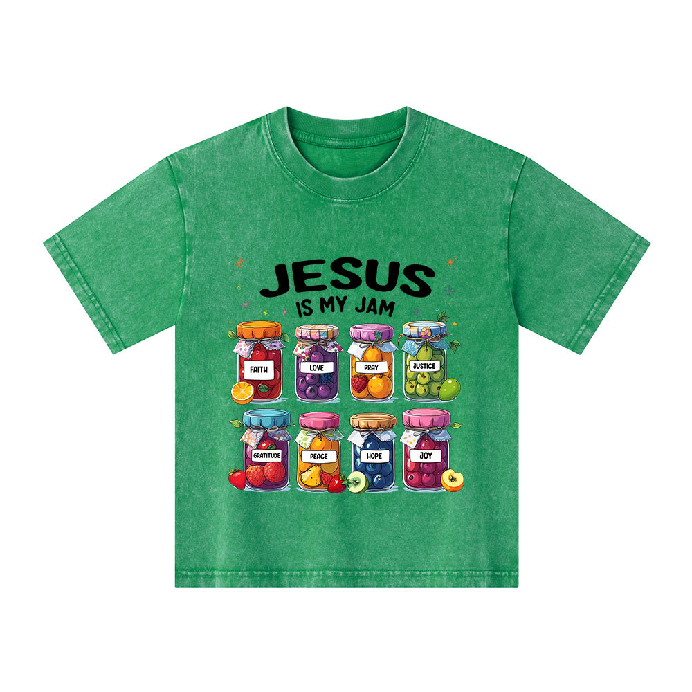 Jesus Is My Jam Christian Kid Washed T-Shirt