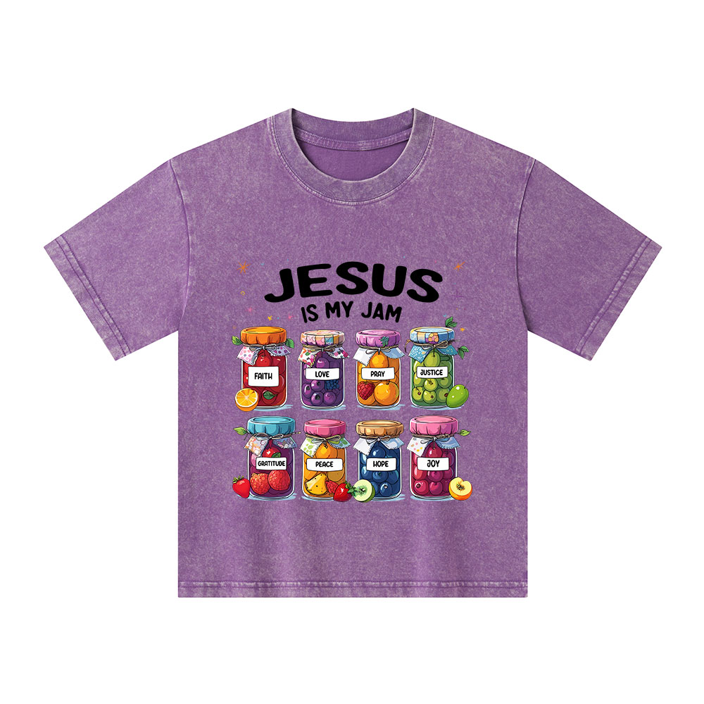 Jesus Is My Jam Christian Kid Washed T-Shirt