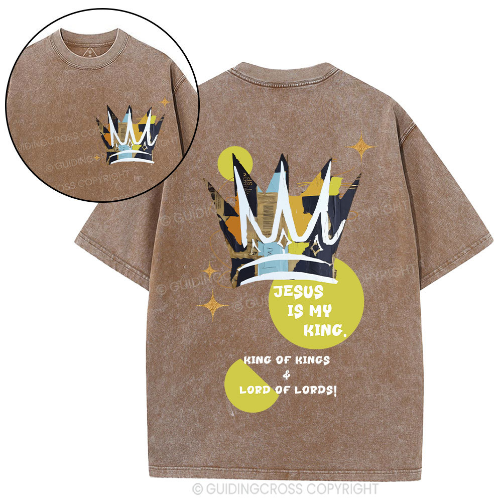 Jesus Is My King Christian Washed T-Shirt