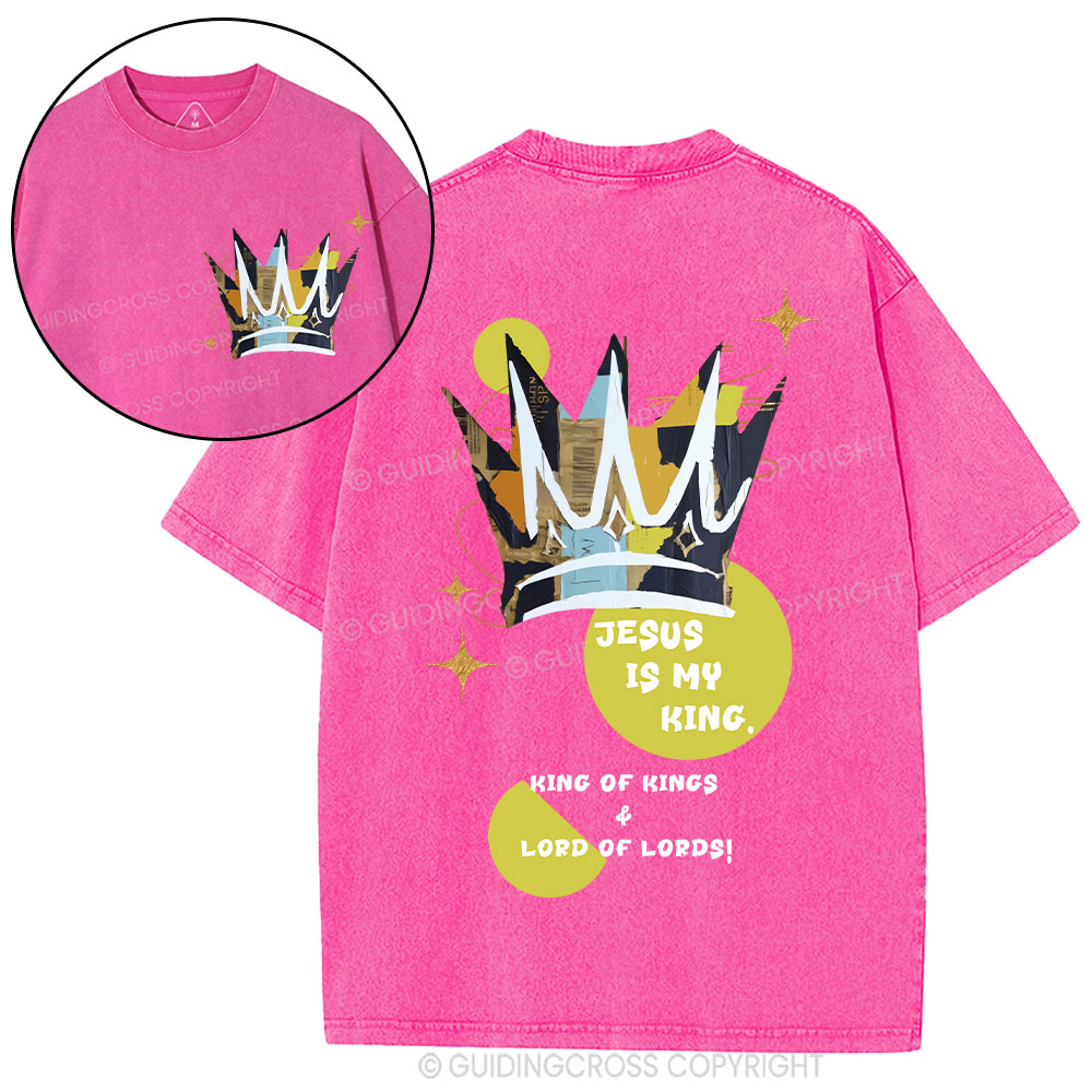Jesus Is My King Christian Washed T-Shirt