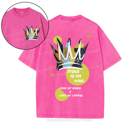 Jesus Is My King Christian Washed T-Shirt