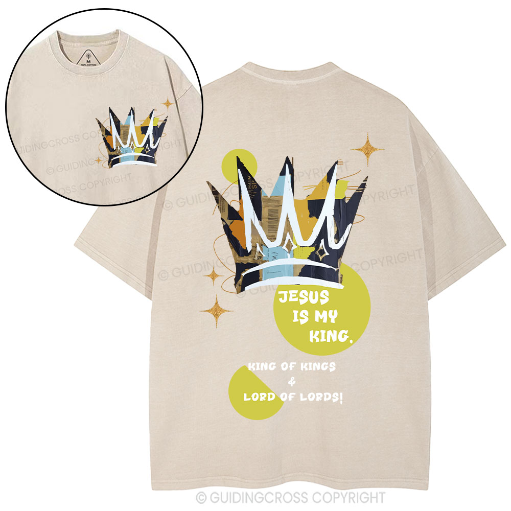 Jesus Is My King Christian Washed T-Shirt